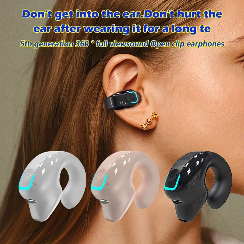 Clipes De Orelha Em Fones De Ouvido Negócios Sem Fio Bluetooth 5.3-Único Gancho OWS Driver Chamada Handsfree Leve Confor