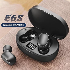 Fones De Ouvido Bluetooth Sem Fio TWS E6S Com Microfone Estéreo Cancelamento De Ruído LED Display Digital