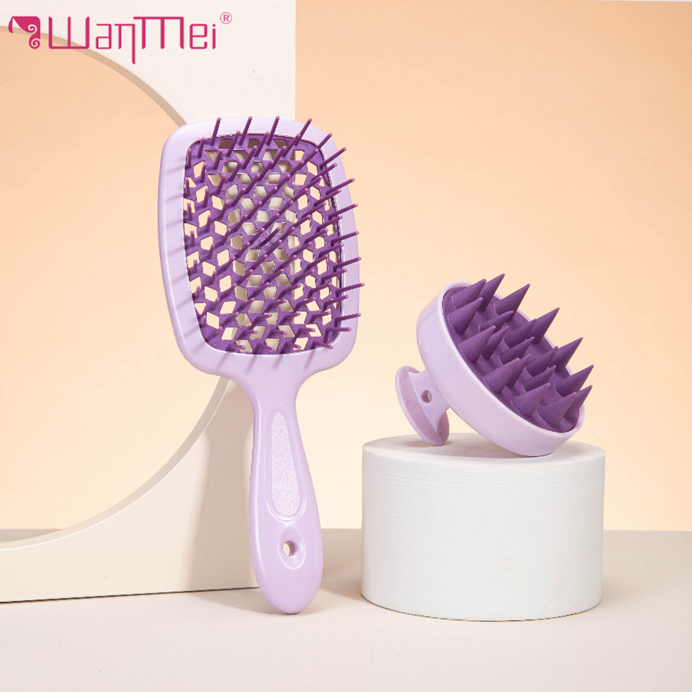 WANMEI Escova De Shampoo De Silicone Massageador De Couro Cabeludo Pente De Cabelo De Dentes Largos Para Cabeleireiro