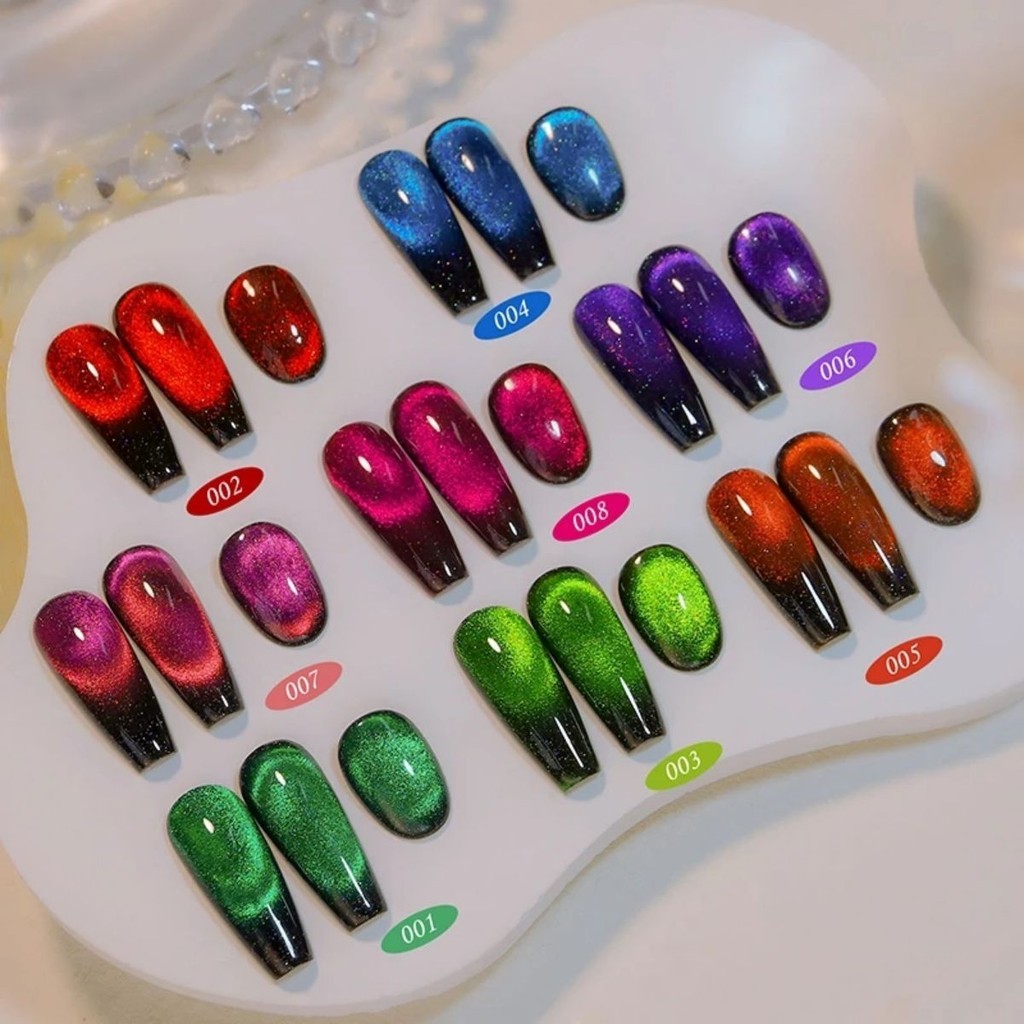 XEIJAYI 8pcs 10ml Glitter Gel Prego 12D Olho De Gato Eficaz UV LED Soak Off