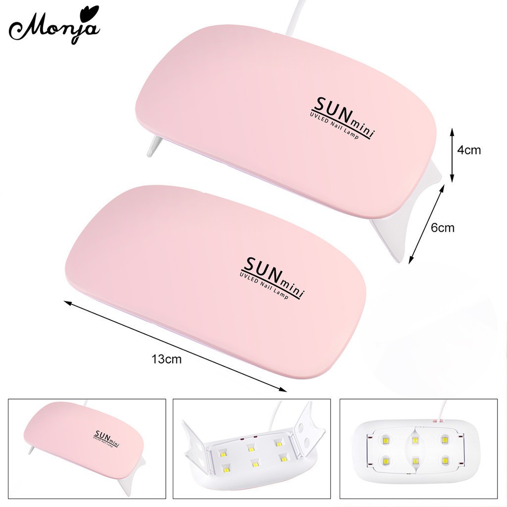 Conjunto de Arte de Unhas Monja Base UV Gel Curing Verniz SUN mini Rosa Branco 6W Secador LED UV Portátil Para · foto 2