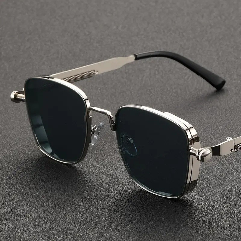 Óculos De Sol Steampunk Square Frame Retro Metal Proteção UV Para Homens E Mulheres
