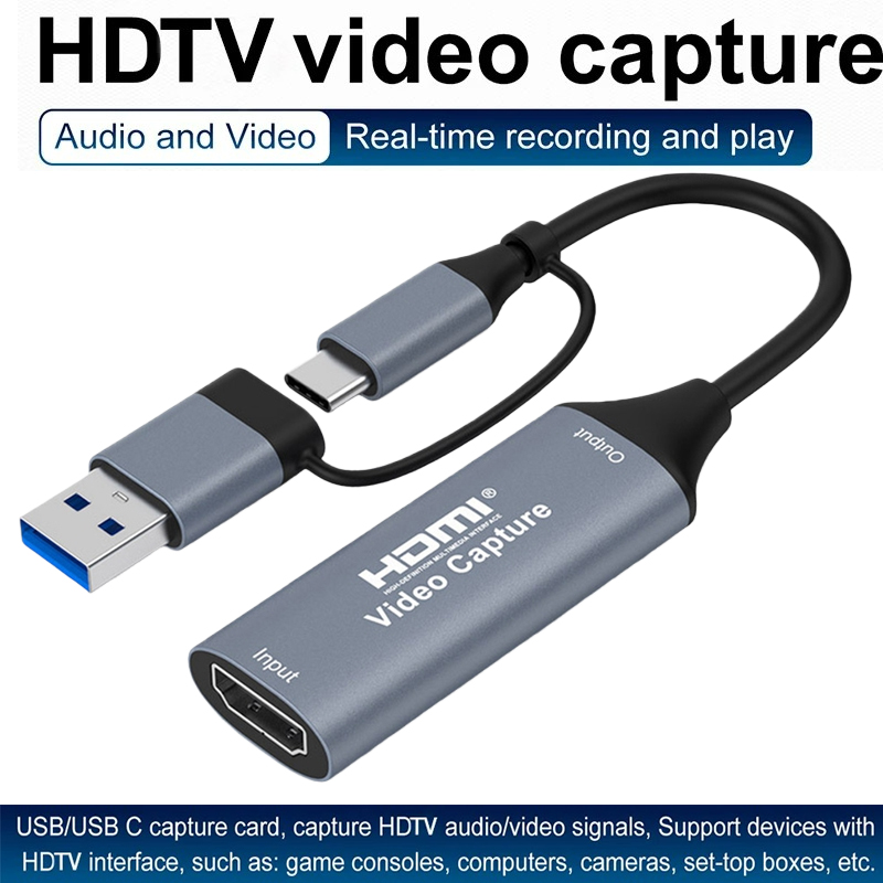 4K HD Placa de Captura HDMI 2 em 1 USB 2.0 Tipo C Tipo C Gravador para Jogos PS4 Xbox Streaming Ao Vivo