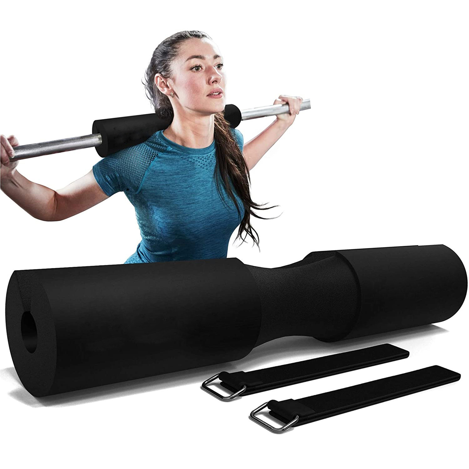D1FITNESS Almofada de Espuma de Alta Densidade para Barra 45x9cm, Protetor de Barra para Agachamento Levantamento de