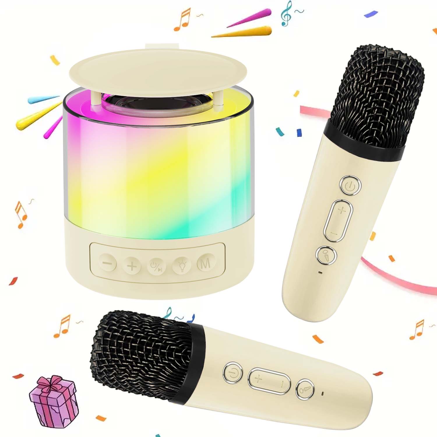 Mini Máquina de Karaokê Bluetooth Portátil com Microfone Sem Fio para Crianças e Adultos