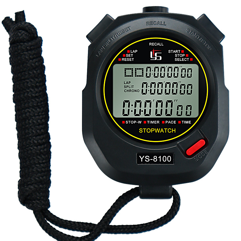 Cronômetro Timer Atualizado YS-8100 Yisheng 10~100 Cronômetro Esportivo para Treinamento, Corrida e Exercícios