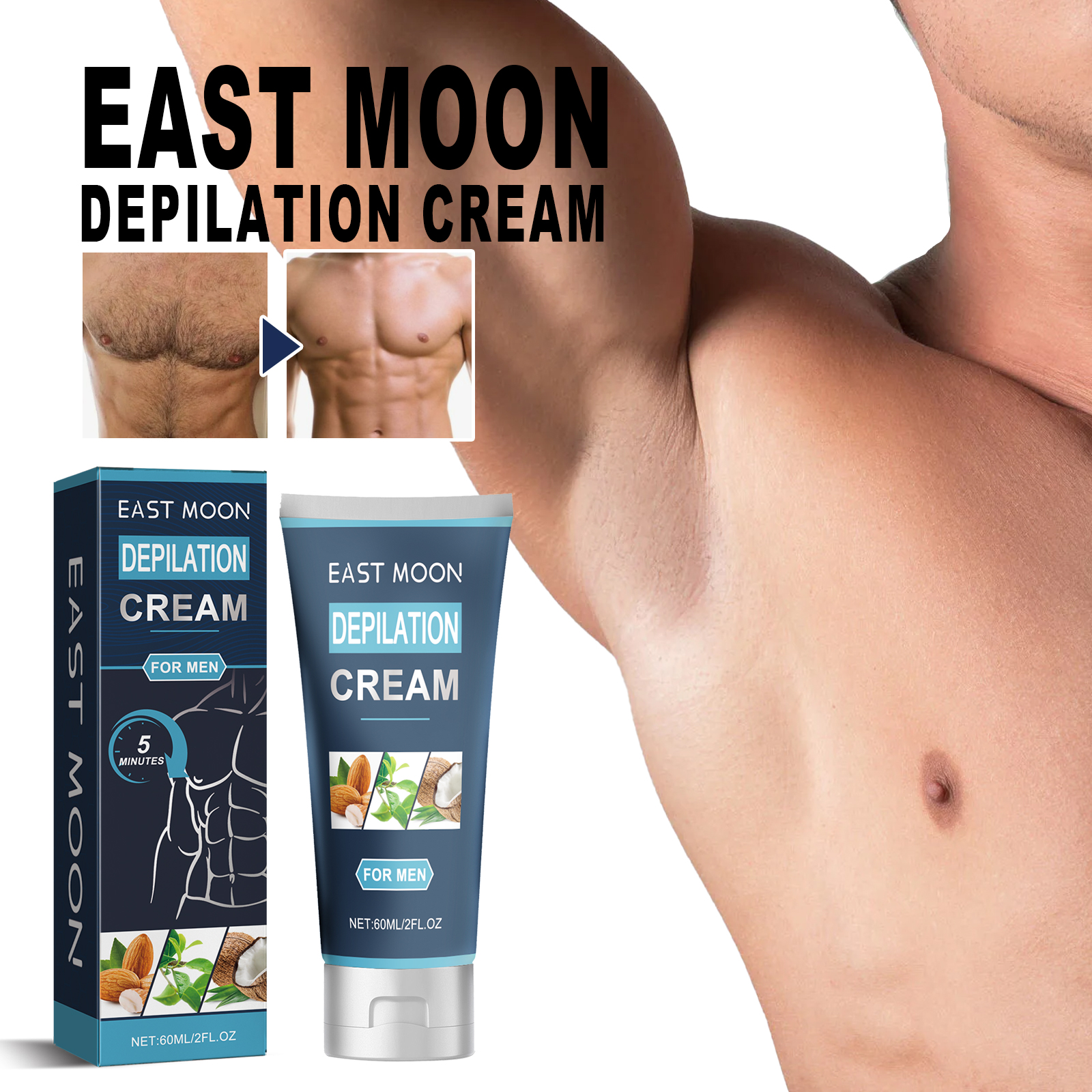 Creme Depilatório Advanced Men 60g – Fórmula Hidratante Segura Para Bigode Axila Peito Perna Íntima | Cuidados Com Os Ca