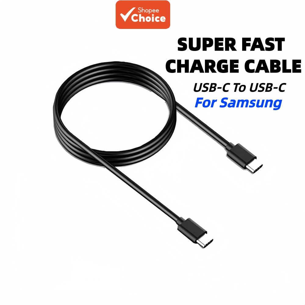 Cabo de Carregamento Super Rápido SS Tipo-C para USB-C 5A 1 Metro para Celular e Tablet Samsung