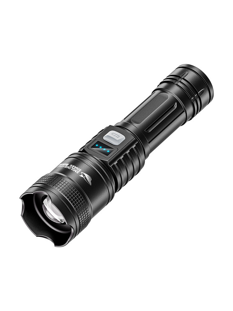 Mini Lanterna Externa De Alta Potência , ABS De 3 Modos Com Zoom E Indicador De Bateria Para Iluminação