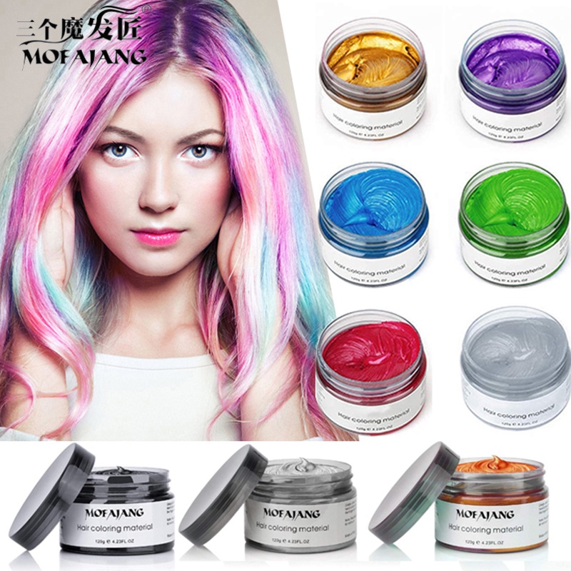 Mofajang Coloração de Cabelo Cera Modeladora Pomada Cinza Prateado Descartável Natural Creme de Gel Forte Tinta de