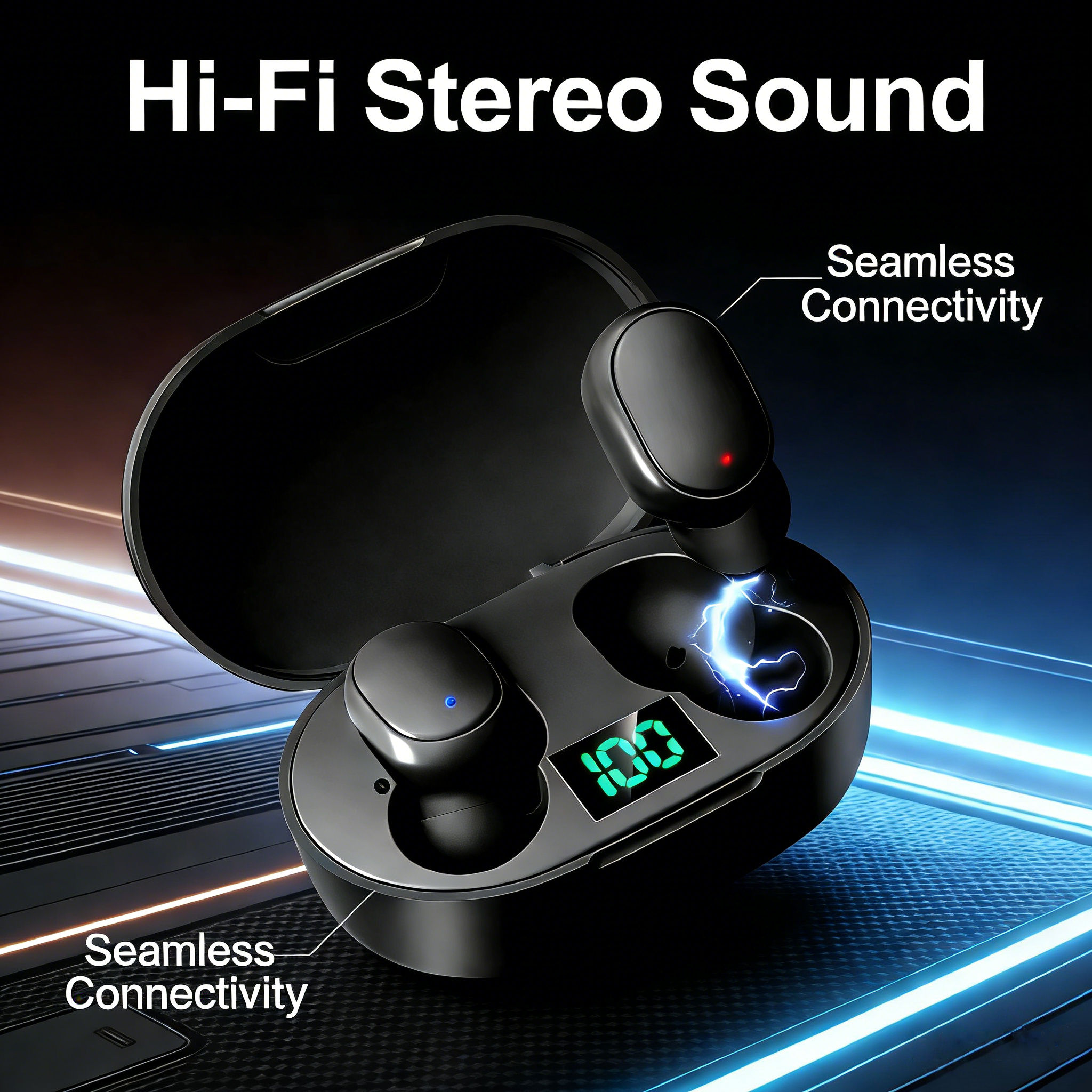 E6S Fones De Ouvido Sem Fio TWS Bluetooth Com Cancelamento De Ruído HiFi Stereo Bass Intra-Auriculares Mini HD Voz Carre