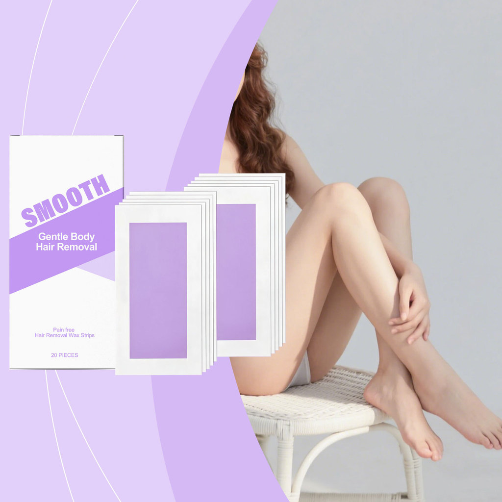 Tiras de Cera Depilatória Suave com Resina, Cera de Parafina, Cera de Abelha, Óleo de Semente de Jojoba e Vitamina E -