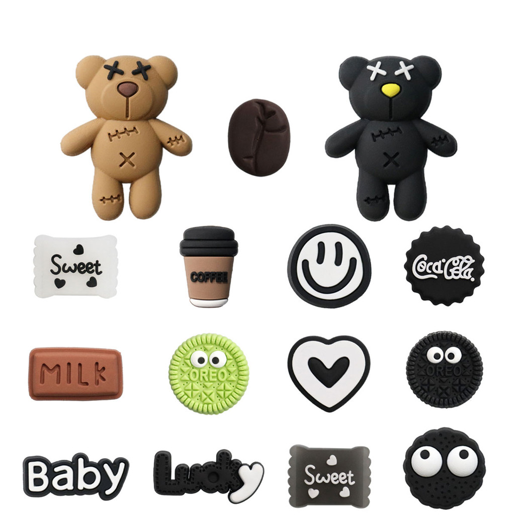 15 peças de Charms de Urso em Cartum Jibbitz Acessórios Divertidos para Fivelas de Sapatos Crocs