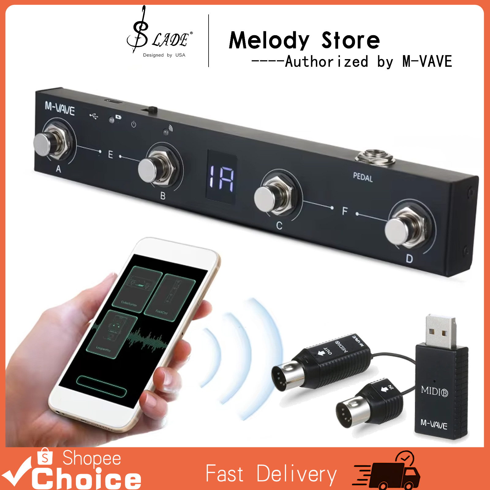 M-VAVE Chocolate BT Pro/Controlador De Pé MIDI Sem Fio-4 Pedais Programáveis , USB/BLE , Controle De Aplicativo Para Gui