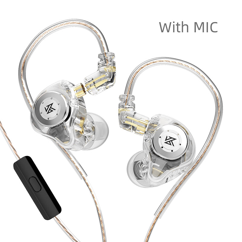Fones De Ouvido Com Fio KZ EDX Pro Transparente Microfone Monitor Intra-Auricular Dinâmico HiFi Baixo Estéreo Tampões Ca