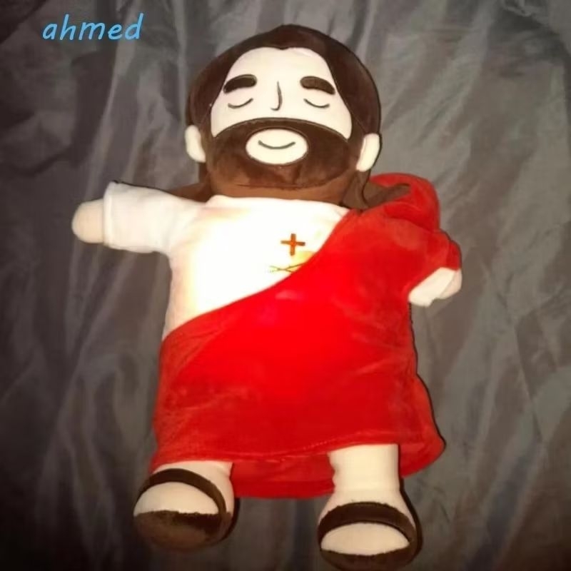 Brinquedo de Pelúcia Jesus de 37 cm Toca Música Calmante para Aliviar a Ansiedade