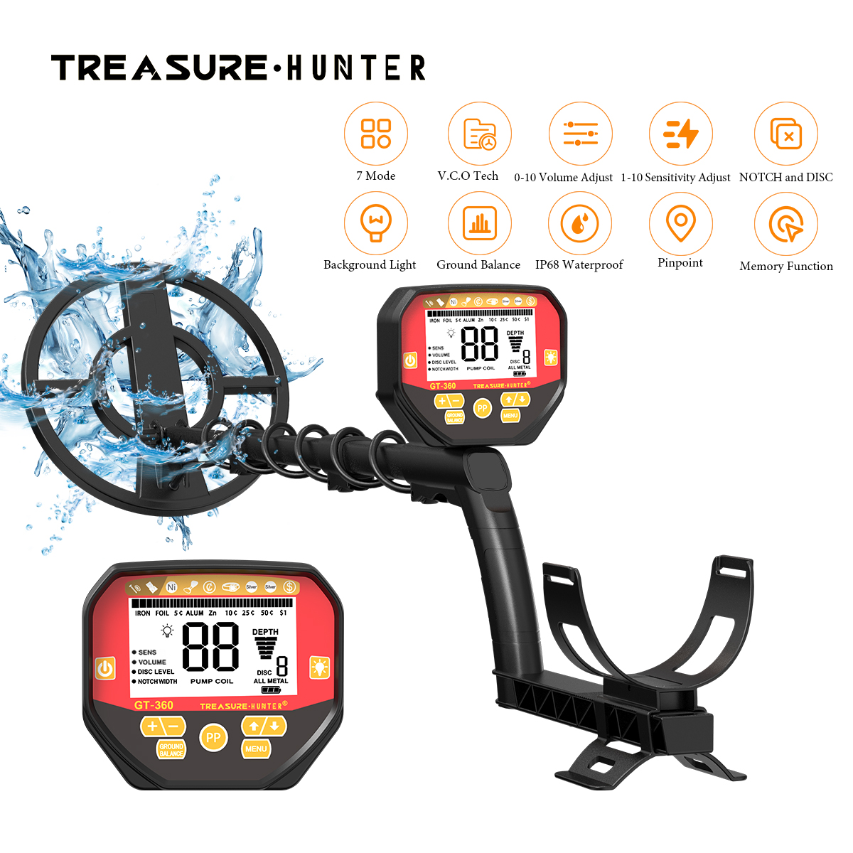 Um Conjunto Caçador De Tesouros GT360 Profissional Subterrâneo Ouro Detector De Metais Scanner Localizador Escavador Ent