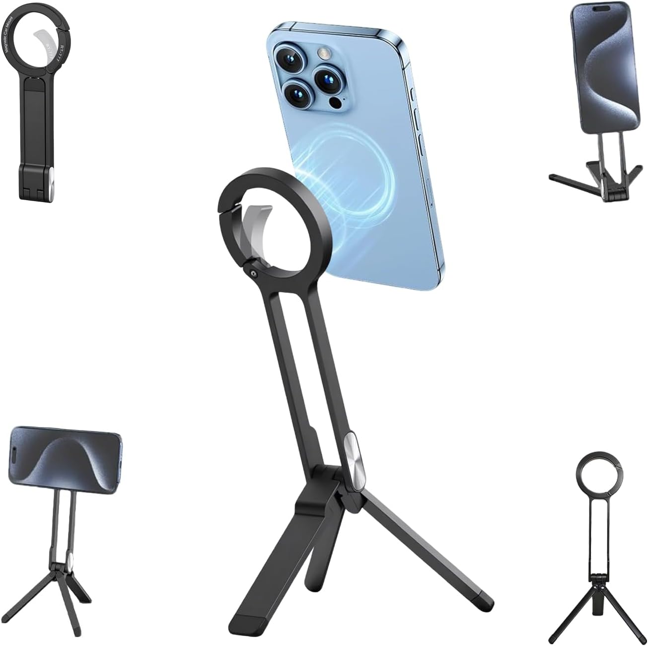  Suporte magnético de telefone dobrável e portátil para smartphones, com base triangular ajustável, ideal para