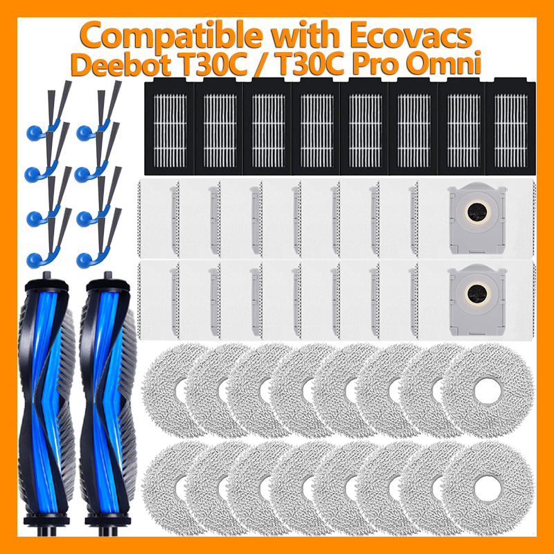 Kit de peças de reposição de aspirador Escova principal Escova lateral Filtro Saco de pó Panos de esfregão para Ecovacs