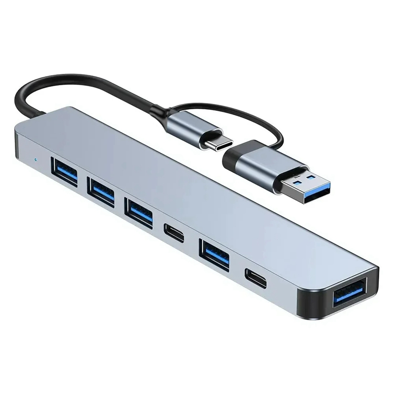 Hub Dock de Expansão Tipo C 7 em 1 Splitter USB Leitor de Cartão SD Adaptador HDMI OTG