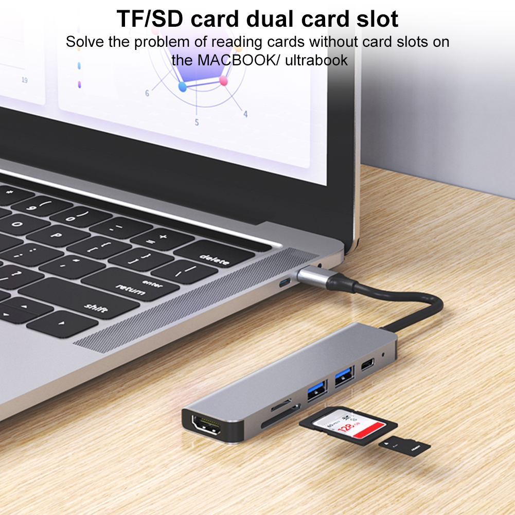 Adaptador USB C Hub Tipo-Para 4K HDMI SD TF Cartão PD Divisor De Carga Rápida Docking Station Telefone MacBook Computado