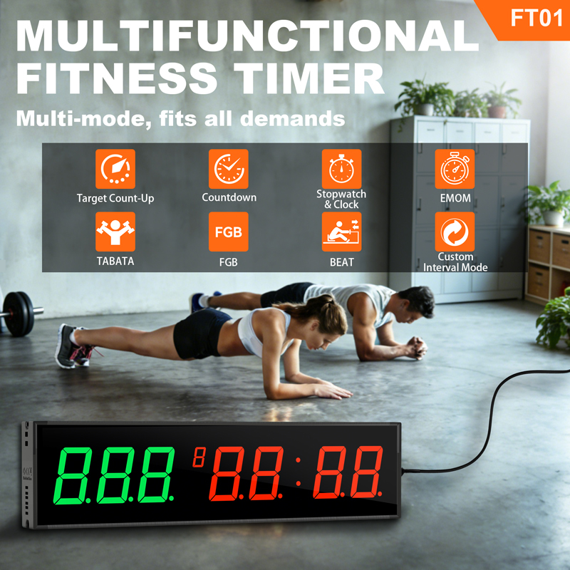 Ft01 Digital Fitness Timer Contagem Regressiva 12/24H Cronômetro E Relógio Running Event Gym Com Controle Remoto , Instr