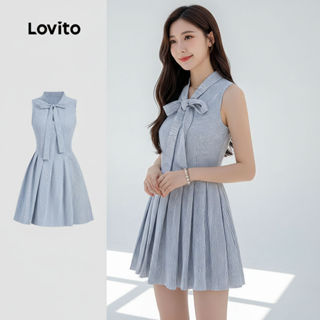 Lovito Refine Vestido Azul de Amarrar para Mulheres na Primavera Verão L164LD253 em Oferta na Shopee
