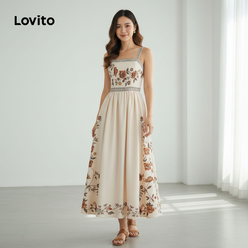 Lovito Vestido Festa Boho Estilo Resort Primavera/Verão LK2LD384