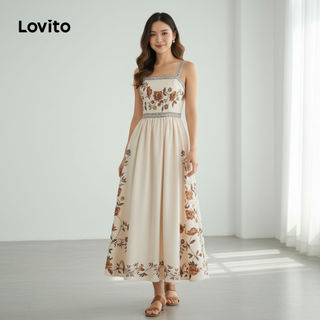 Lovito Vestido Festa Boho Estilo Resort Primavera/Verão LK2LD384