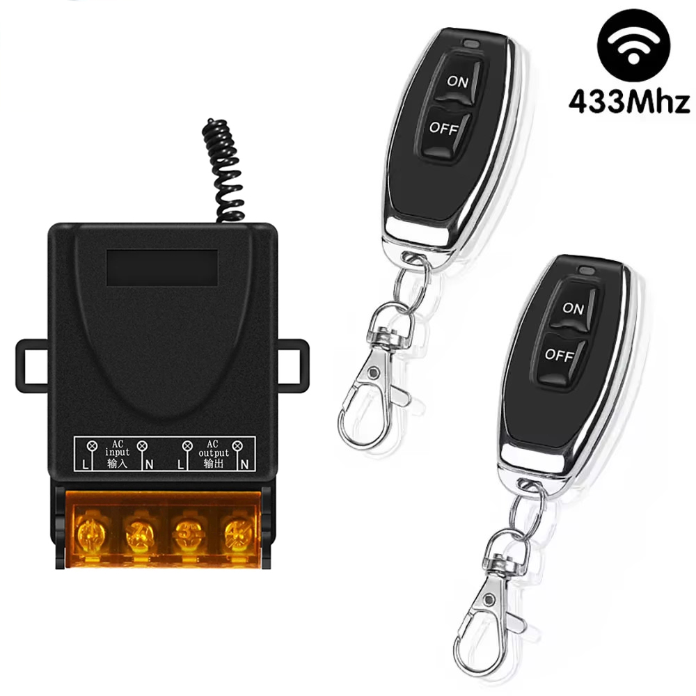 Controle Remoto Sem Fio 433Mhz Interruptor AC 220V 10A Relé 1CH Receptor Controlador E 2botton RF 433 Mhz Transmissor