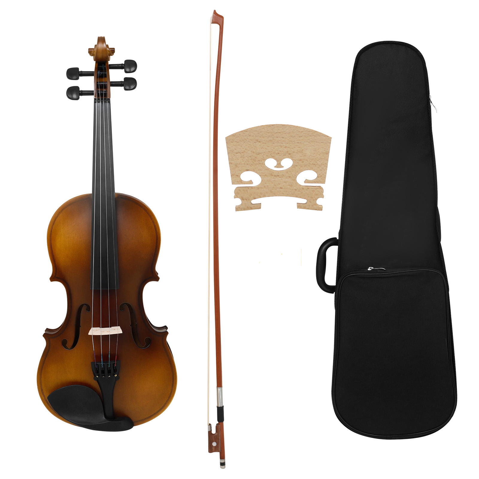 IRIN 4/4 Violino Acústico Cor Vintage Brilhante/Fosco Kit de Violino com Laço e Estojo de Plástico Baixo e Peças de