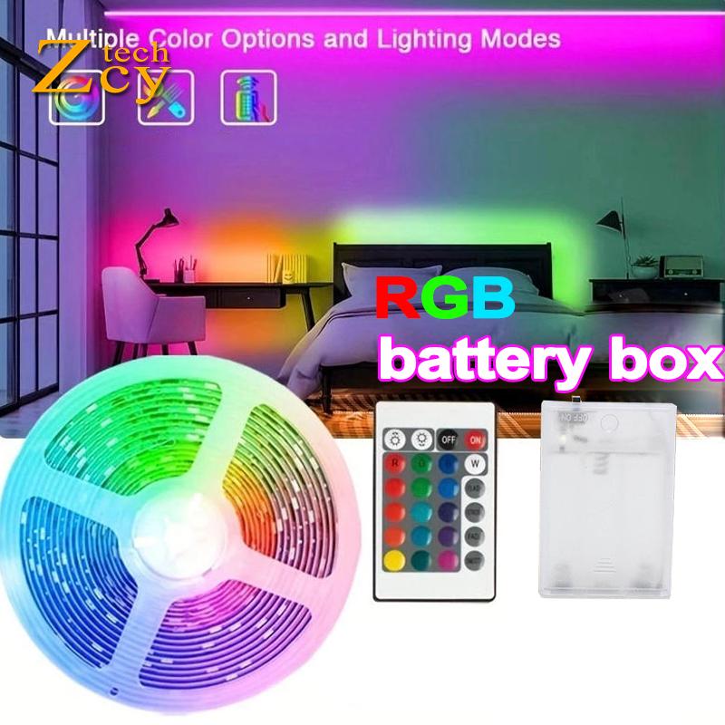 Bateria Caixa 10M RGB LED Strip Light Com Controle Remoto Para Quarto Flexível