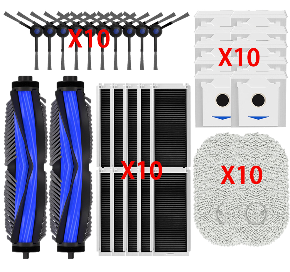 Para Aspirador de Pó Robô Ecovacs Deebot N30 Omni / N30 Pro Omni Acessórios: Escova Principal, Escova Lateral, Filtro