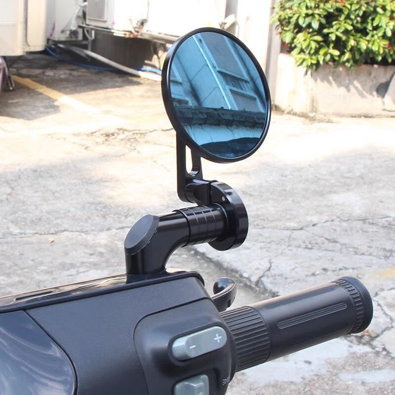 Espelho Redondo Para Guidão CNC Usinado Com Lente Azul Antirreflexo De Alta Clareza Universal
