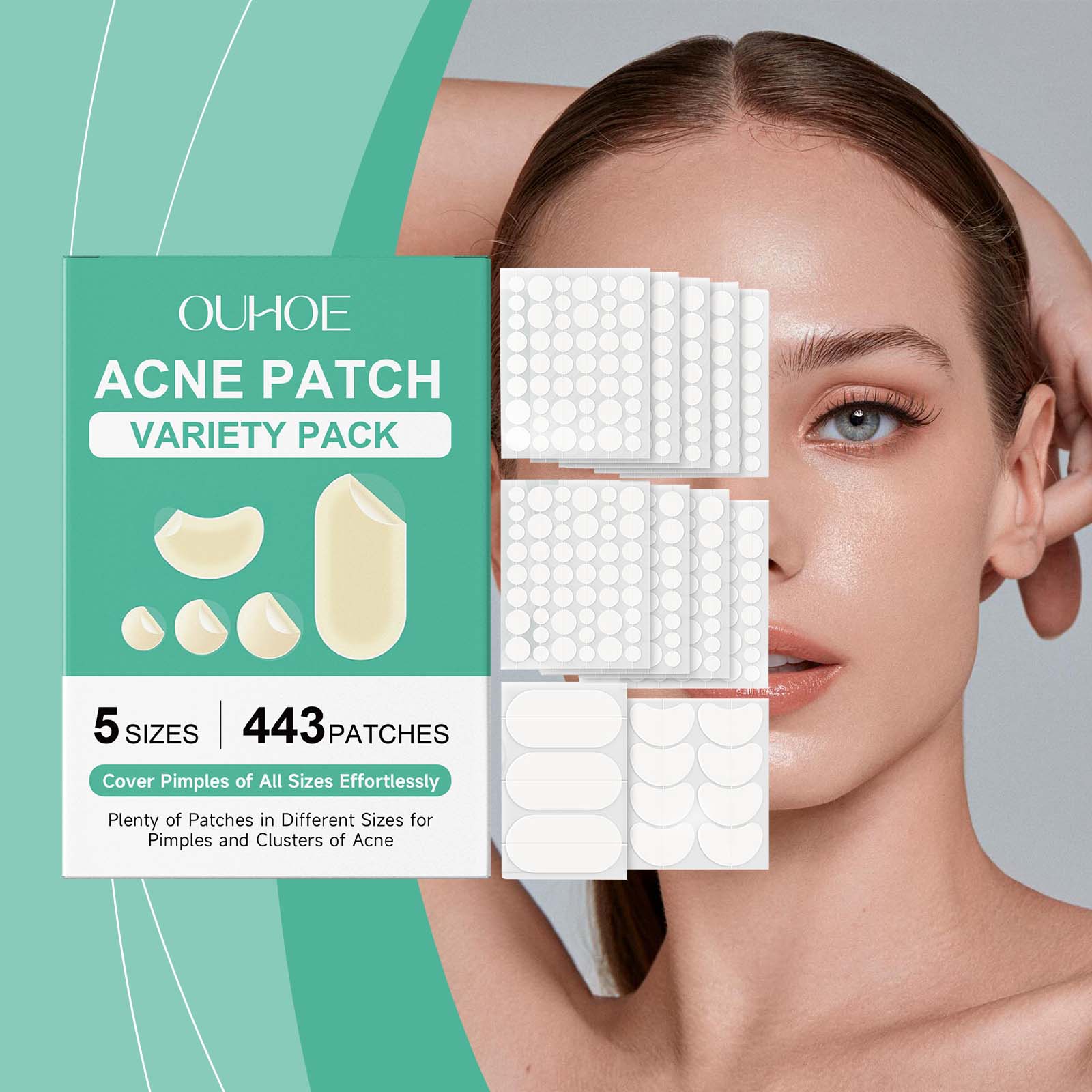 Adesivos Invisíveis para Acne em Forma de Estrela – Corretivo Fofo, Ferramenta de Beleza Portátil e Tratamento Facial