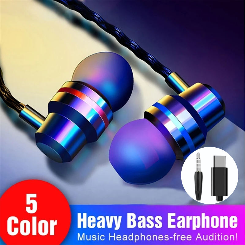 Fones de Ouvido Fio Type-C de 3,5 Mm, Fones de Ouvido de Metal, Fones de Ouvido HiFi Graves, Fone de Ouvido