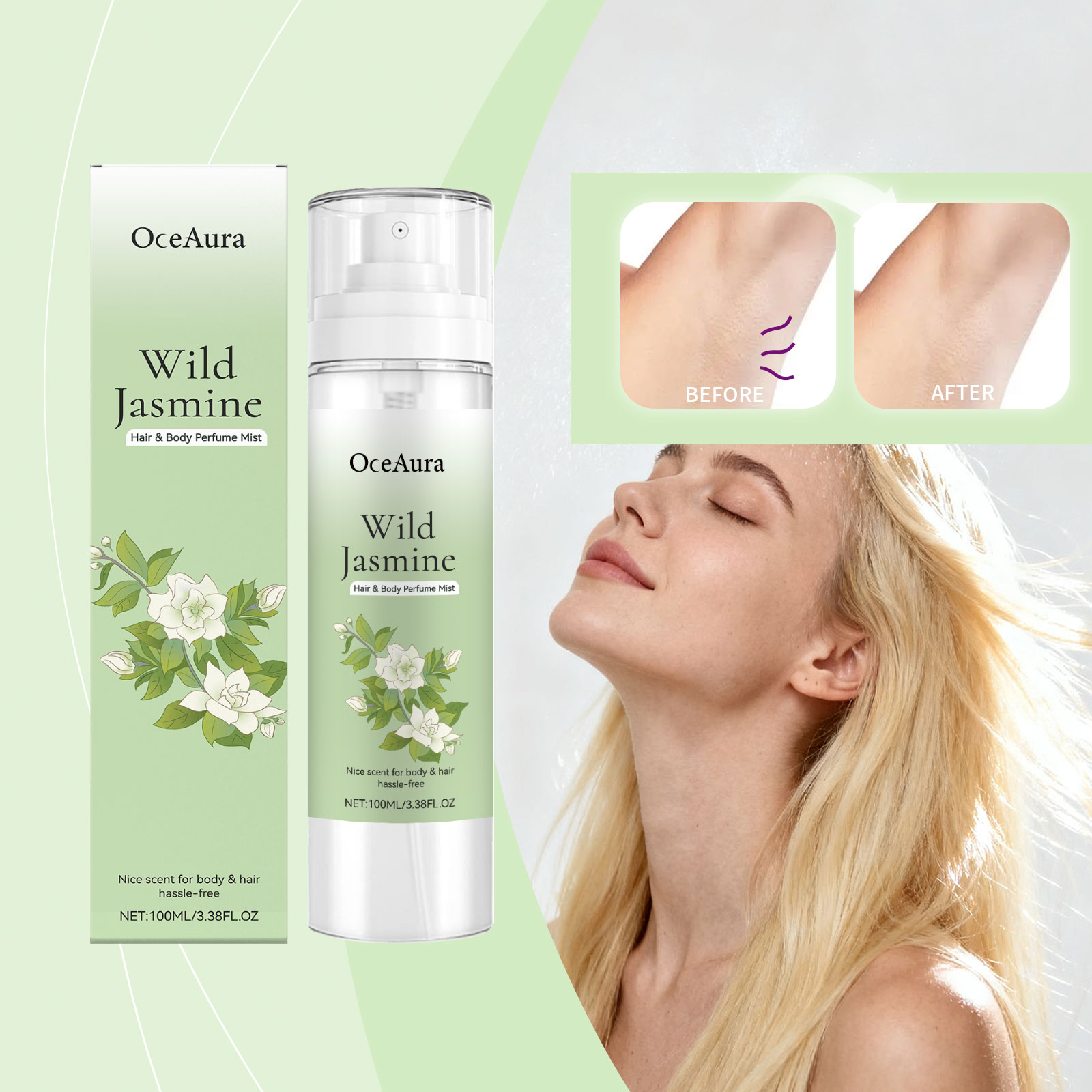 Advanced Floral Body Hair Mist com Jasmim e Ácido Hialurônico 100 ml – Spray Hidratante Perfumado, Cuidado Suavizante,