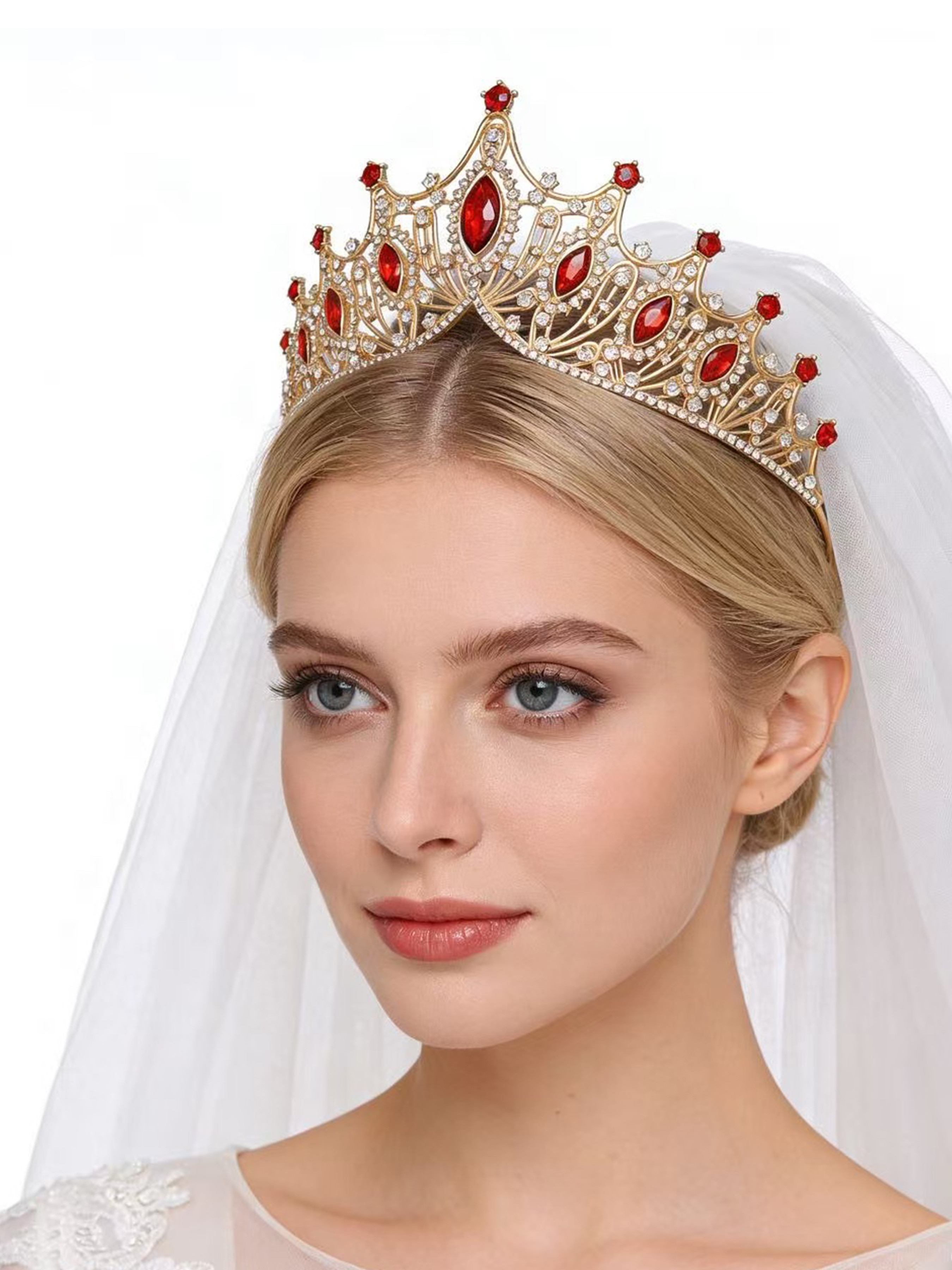 Detalhes do Tendência De Luxo Cristal Metal Tiara , Princesa Rainha Coroa Para Noiva Festa De Aniversário Senhoras Headwear