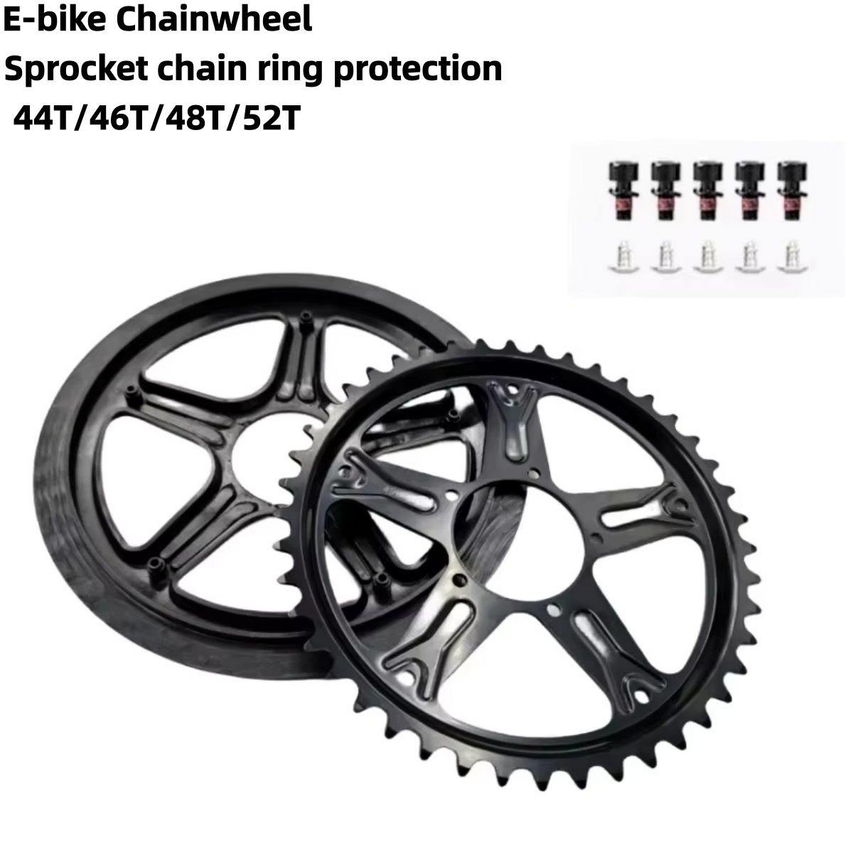 Anel de corrente de bicicleta elétrica GUSTAVO para motor central BAFANG BBS01B BBS02B, coroas de 44T, 46T, 48T e 52T