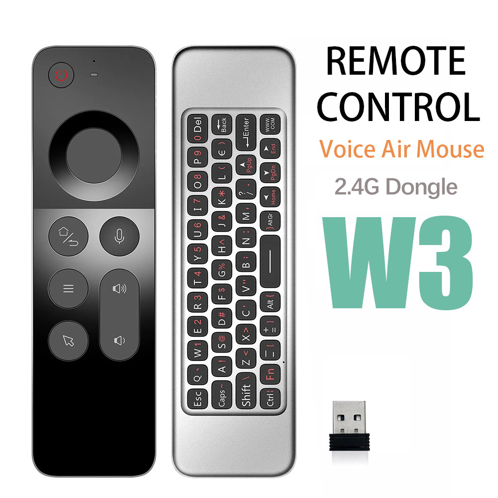 MRSVI Air Mouse Teclado W3 Universal 2.4G Giroscópio Portátil Mini Controle Remoto De Voz Sem Fio Para Android TV BOX Wi