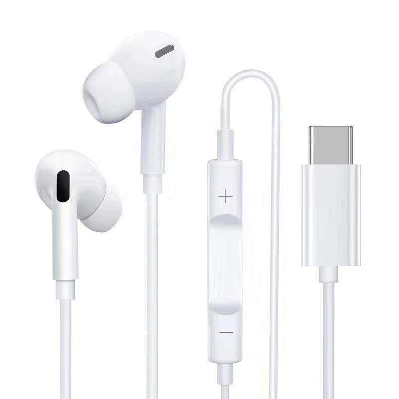 Dac Type-C In Ear Wired Earpods com Microfone Botão de Controle Headset Mãos Livres Versão de Áudio Digital Compatível