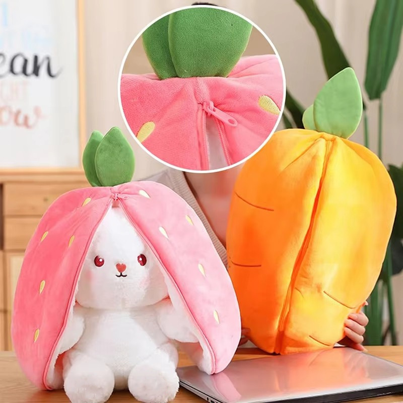 Boneca De Coelho De Pelúcia Hipoalergênica , Animal Macio Com Orelhas Grandes E Estampa De Cenoura , Primavera De Presen