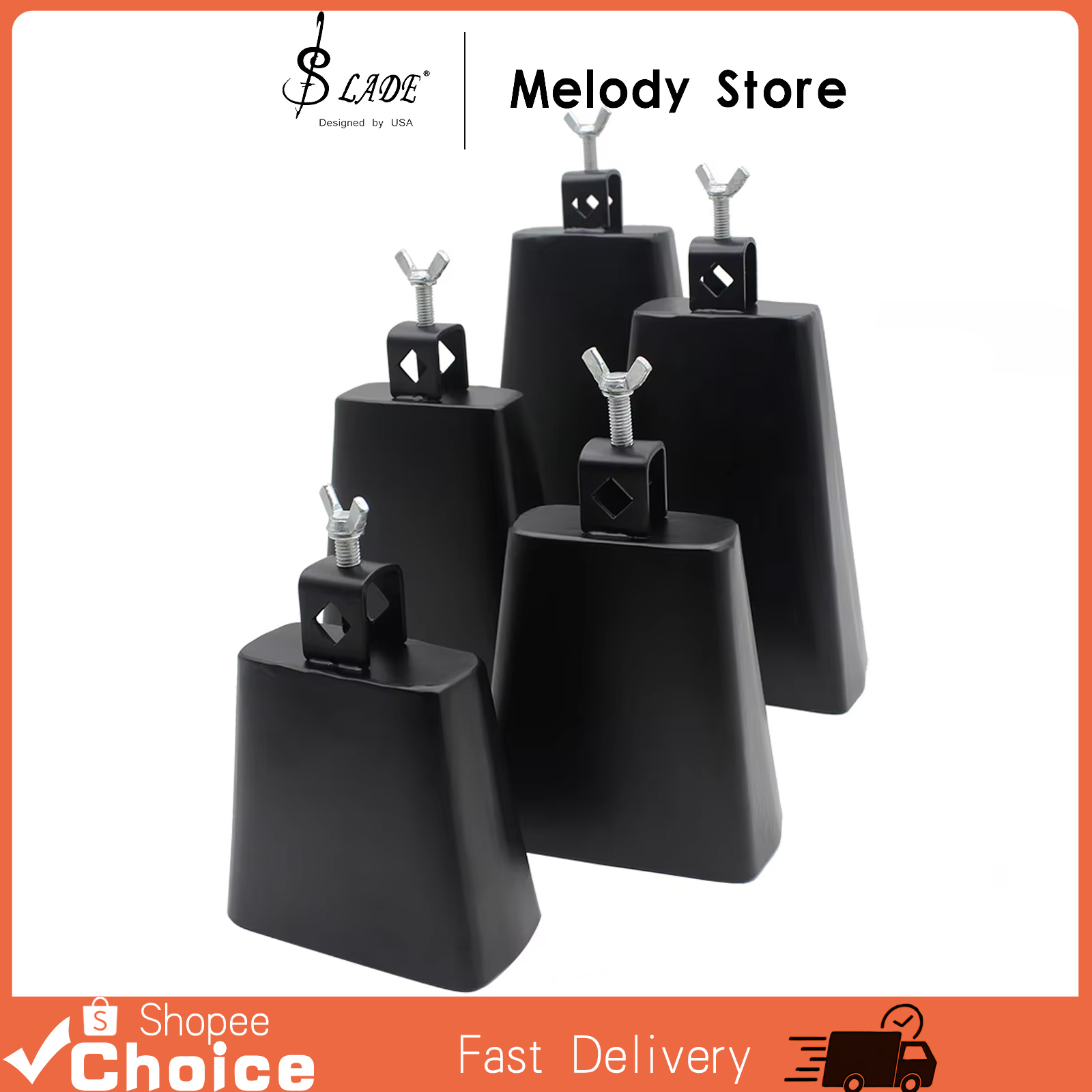 SLADE 4/5/6/7/8 Polegadas Cowbell Metal Steel Material Jazz Music Tools Hand Held Gado Bell Drums Acessórios Para Instru