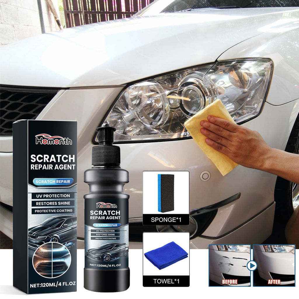 Removedor Profissional de Arranhões de Carro 120ml – Fórmula de Carbonato de Cálcio & Glicerina, Apaga Anos de Uso,