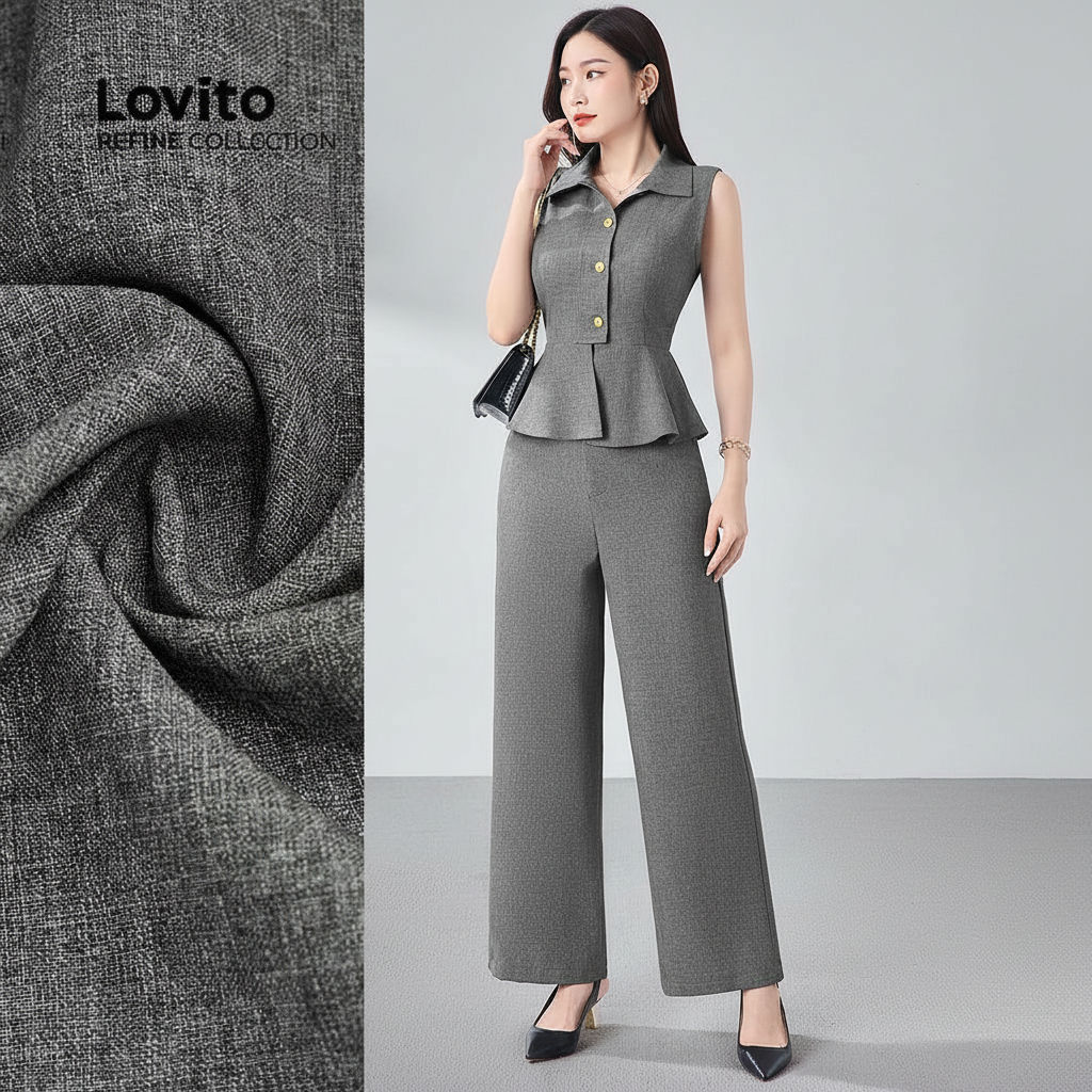 Lovito Refine Conjuntos Femininos Elegantes Retrô Sem Rugas para Primavera Verão LR12E062 em Oferta na Shopee
