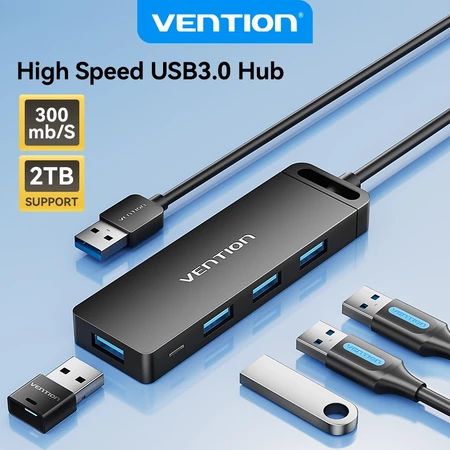  Vention USB 3.0 Hub 4 Portas Alta Velocidade USB Splitter Portátil USB HUB OTG Compatível com Impressora Laptop PS4