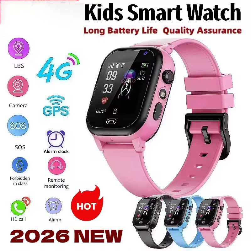  Relógio Inteligente Infantil com Chamada de Vídeo, SOS, GPS, Localização por Wi-Fi, Câmera, À Prova D'Água, Ideal para