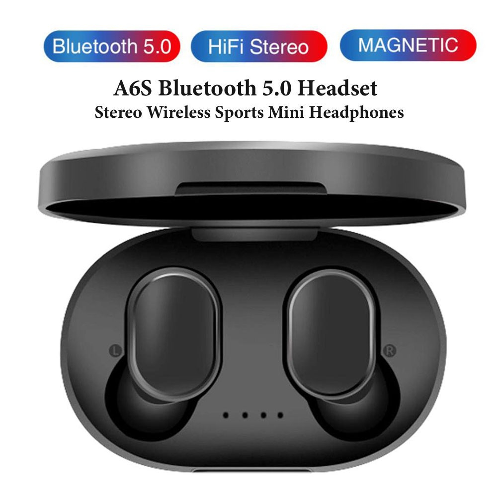 Fones De Ouvido A6S Somente Cor Preta Alto-Falante TWS Sem Fio Bluetooth À Prova D'água Fone Com Cancelamento De Ruído M
