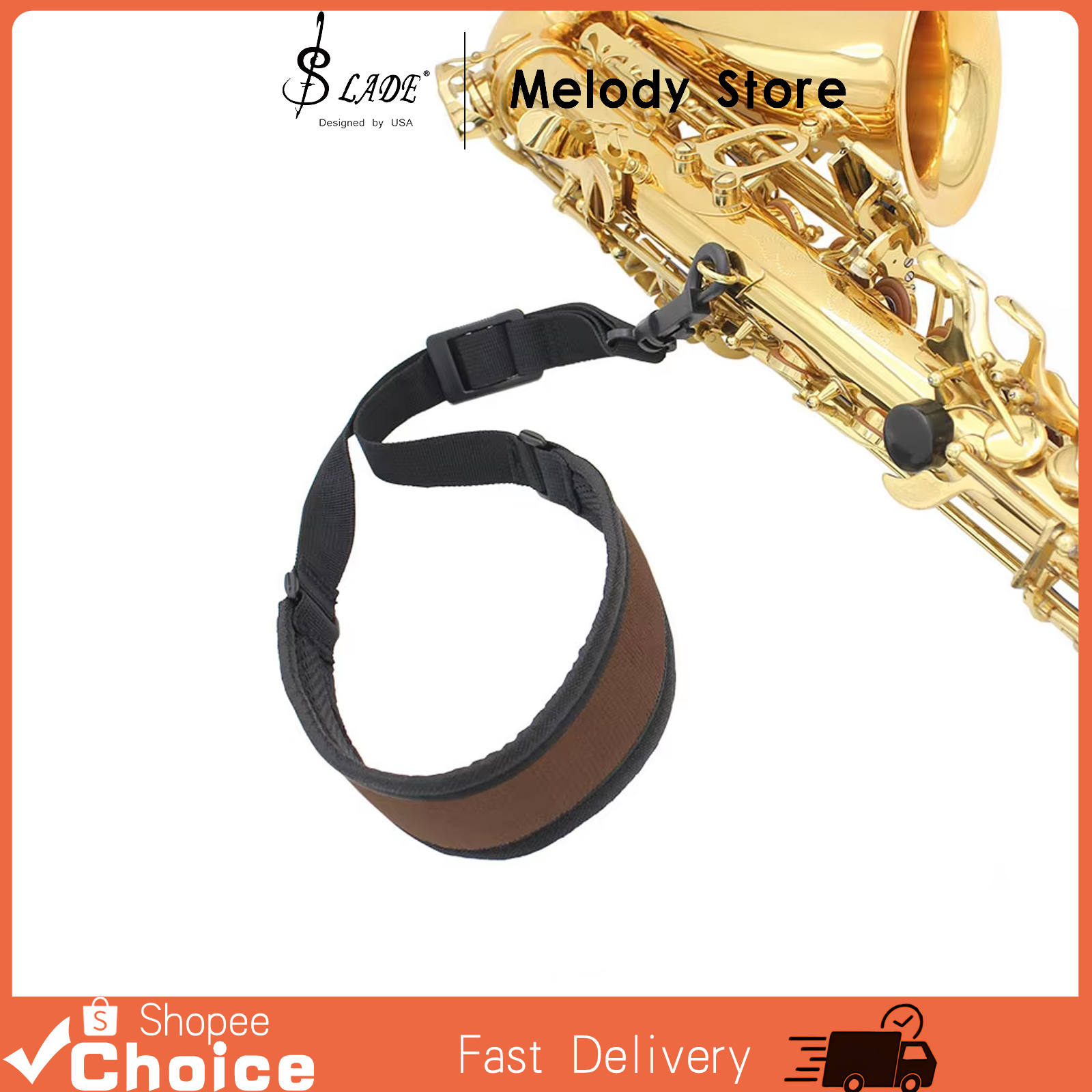 Alça de pescoço universal para saxofone SLADE, correia de ombro para sax alto e tenor, arreio de algodão elástico,