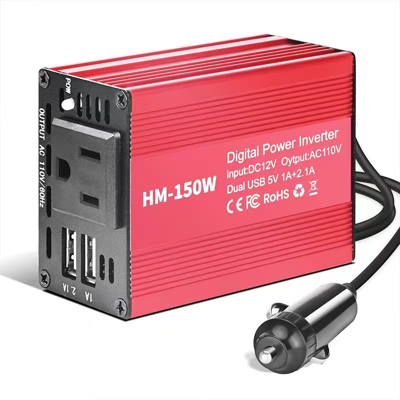Inversor de Energia para Carro 150W 12V para AC 110V DC para AC Conversor com Plugue EUA Duplo USB para Veículo Caminhão
